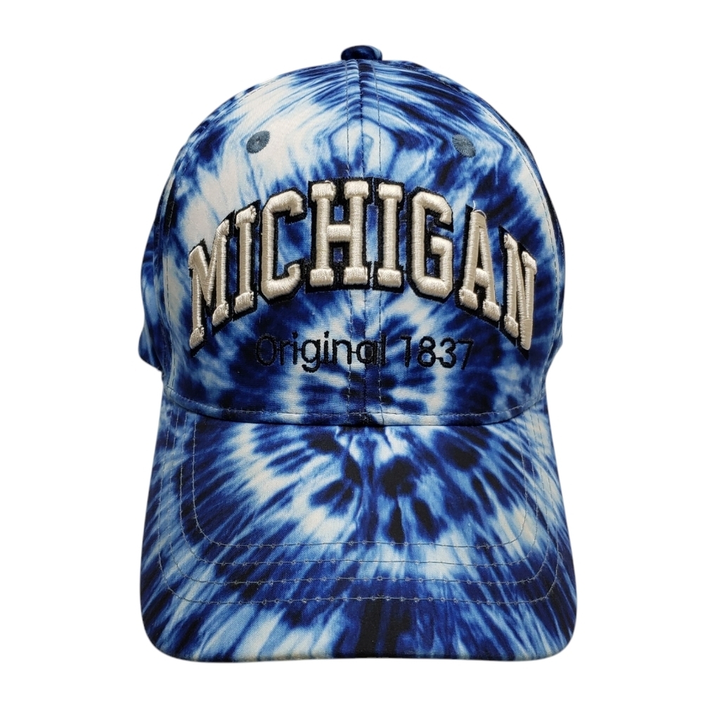 Robin Ruth Michigan Tie-Dye Cap Blue White Trucker Hat Adjustable Unisex
